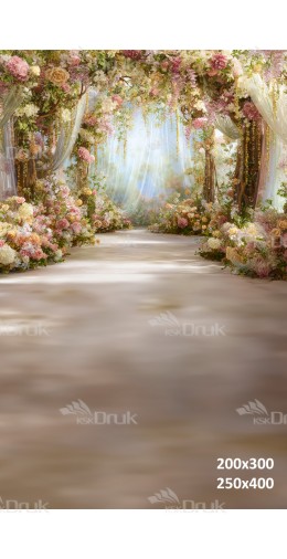 Tło fotograficzne „Kwiatowy tunel w pastelowych barwach” | E800